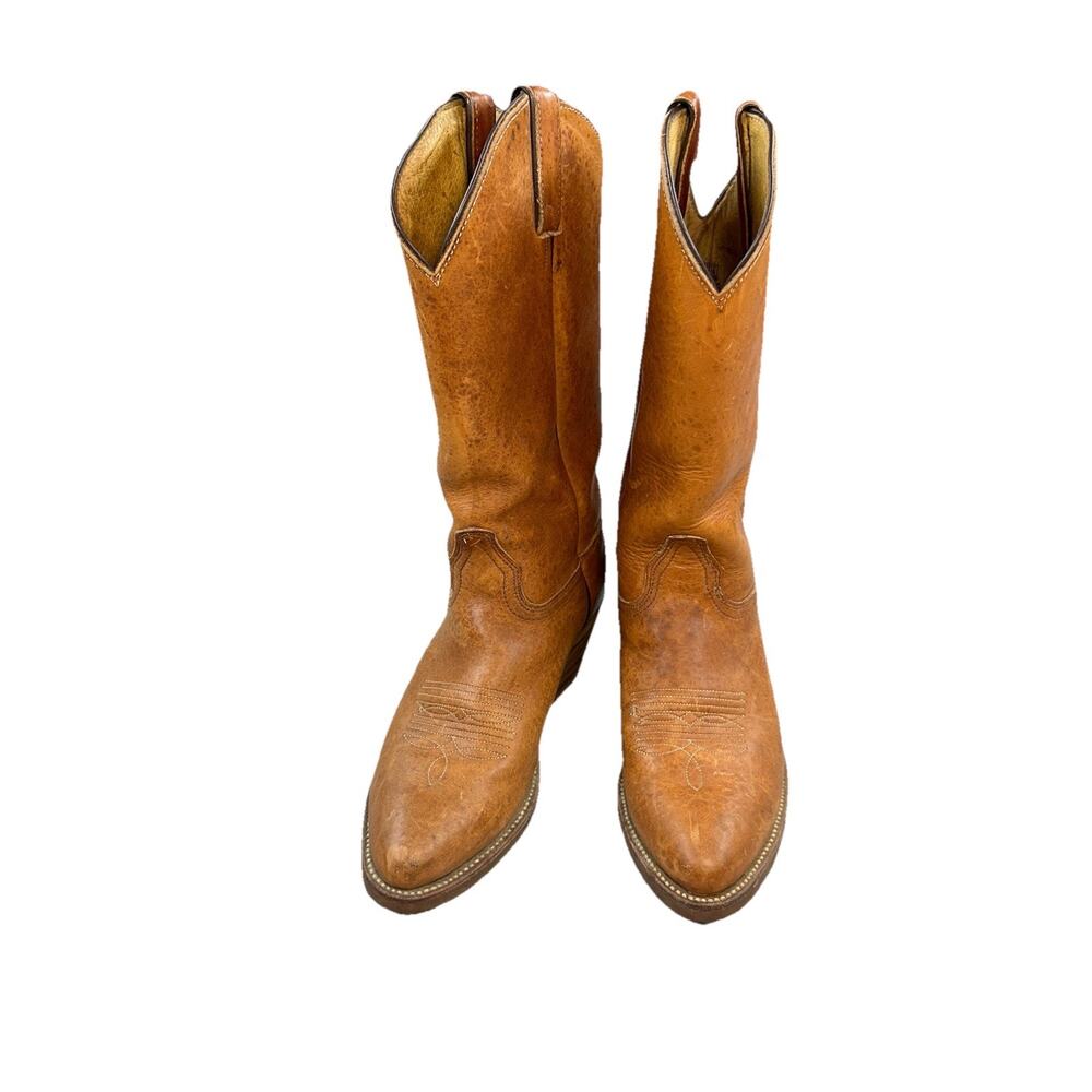 Abilene Women Western Cowboy Boots Sz 7 M Leather Vibram Traction Brown USA